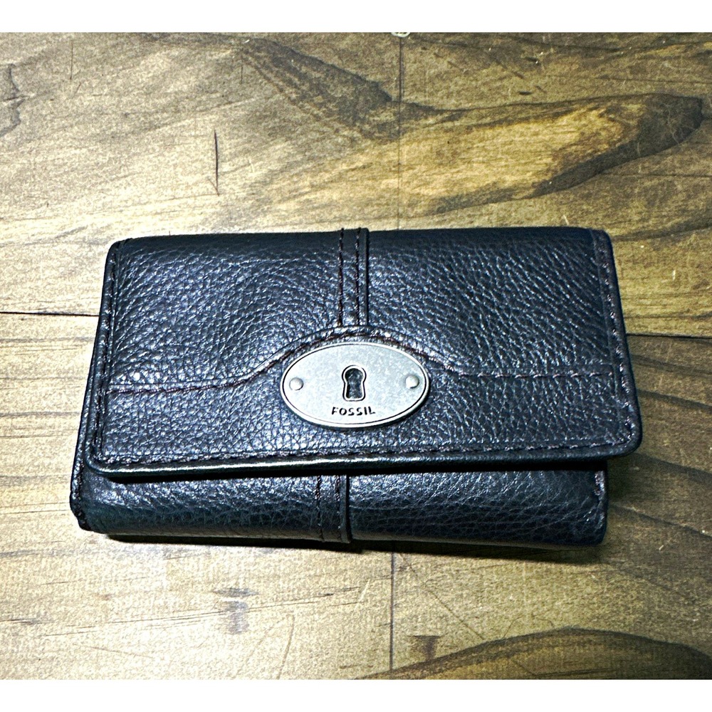 Fossil Black Wallet w/ ID Window, Credit Card & Zip Coin Pocket